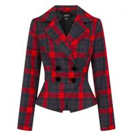 Collectif Halle Smoky Check Suit Jacket Charcoal Red-XXL