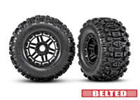 Traxxas - Tires & wheels, assembled, glued (black wheels, belted Sledgehammer All-Terrain tires, dual profile) (TRX-8979) - thumbnail