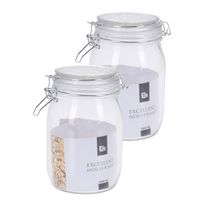 12x stuks opslagpotten/weckpotten van glas met klem beugel deksel en afsluitring met inhoud 1000 ML