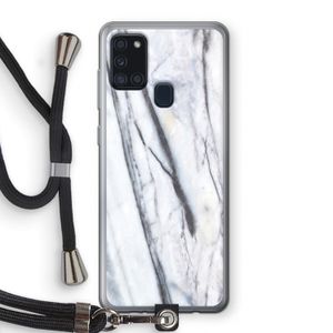 Gestreepte marmer: Samsung Galaxy A21s Transparant Hoesje met koord