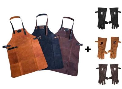 Barbecueschort - Lederen Schort - Inclusief Handschoenen