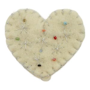 Vilten Broche Hart Wit-Zilverkleurig