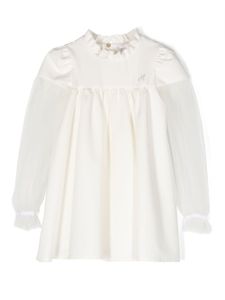 Monnalisa robe évasée à manches en tulle - Blanc