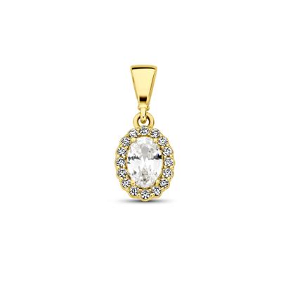 14K Geelgouden Hanger met April Geboortesteen Zirkonia - 16mm
