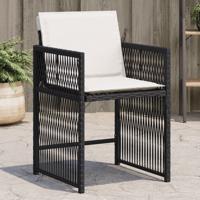 Tuinstoelen 4 st met kussens poly rattan zwart - thumbnail