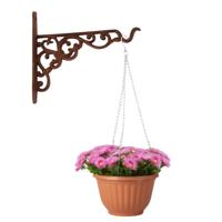 Hangpot + Muurhaak Rimini - terracotta - D20 cm - kunststof - metaal - tuinaccessoires