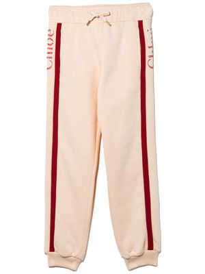 Chloé Kids pantalon de jogging à bandes logos - Rose