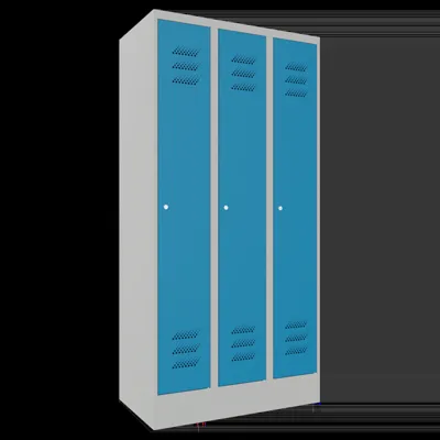 Kledinglocker voor 3 personen - H.185 x B.90 cm - Lichtgrijs (RAL7035) Lichtblauw (RAL5012)
