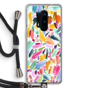 Watercolor Brushstrokes: OnePlus 8 Pro Transparant Hoesje met koord