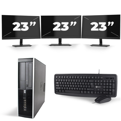 HP Compaq 8200 Elite SFF - Intel Core i7-2e Generatie - 16GB RAM - 256GB SSD - Windows 10 + 3x 23 inch Monitor