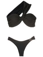 Amir Slama bikini nervuré à design asymétrique à une épaule - Noir - thumbnail