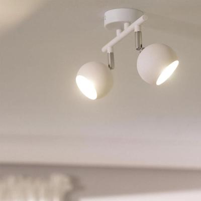 Witte verstelbare &apos;Phil&apos; plafondlamp met 2 spotlights gu10