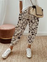 Geometric Printed Lace-up Pockets Casual Pants - thumbnail