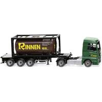 Wiking 053606 H0 Vrachtwagen MAN TGX trekker met tankcontaineroplegger Rinnen Wiking 053606 H0 Vrachtwagen MAN TGX trekker met tankcontaineroplegger Rinnen