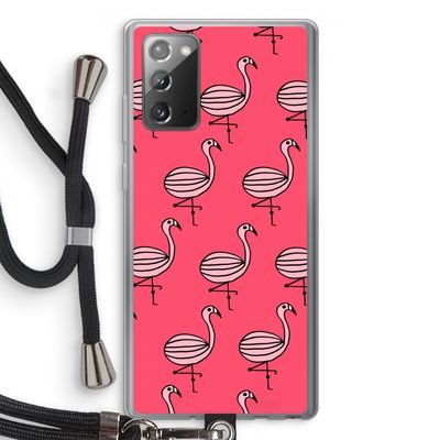 Flamingo: Samsung Galaxy Note 20 / Note 20 5G Transparant Hoesje met koord