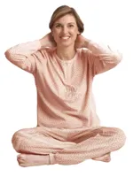 Cocodream dames pyjama velours - Love Story - Warme winter pyjama