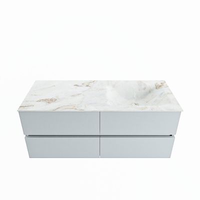 MONDIAZ VICA-DLUX 120cm badmeubel onderkast Clay 4 lades. Inbouw wastafel CLOUD rechts zonder kraangat, kleur Frappe.