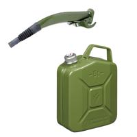 Jerrycan met schenktuit - legergroen - 5L - metaal - brandstof geschikt