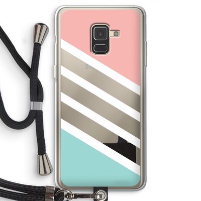 Strepen pastel: Samsung Galaxy A8 (2018) Transparant Hoesje met koord