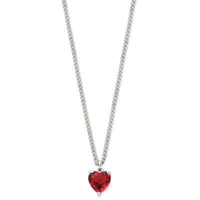 Ketting Hartje zilver-zirconia rood 45-50 cm