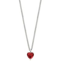 Ketting Hartje zilver-zirconia rood 45-50 cm