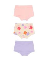 HEMA Kinderboxers rib bloemen - 3 stuks lichtroze (lichtroze)