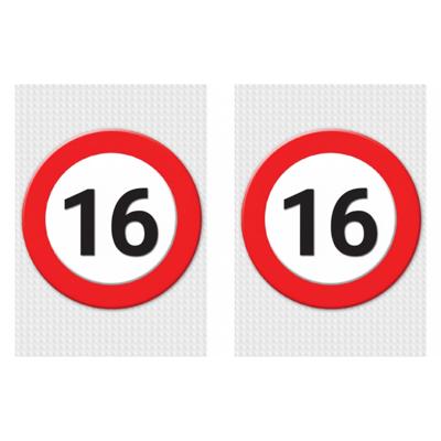 Verjaardag deurposter - 2x - 16 jaar - stopbord - 59 x 84 cm - leeftijd feestartikelen Verjaardag deurposter - 2x - 16 jaar - stopbord - 59 x 84 cm - leeftijd feestartikelen