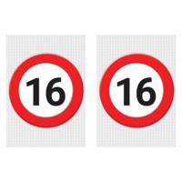 Verjaardag deurposter - 2x - 16 jaar - stopbord - 59 x 84 cm - leeftijd feestartikelen Verjaardag deurposter - 2x - 16 jaar - stopbord - 59 x 84 cm - leeftijd feestartikelen