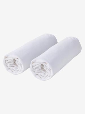 Set van 2 waterdichte matrasbeschermers van badstof, kan gekookt worden wit