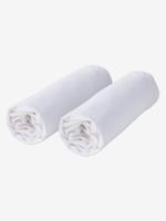 Set van 2 waterdichte matrasbeschermers van badstof, kan gekookt worden wit