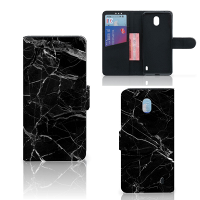 Nokia 1 Plus | Bookcase | Marmer Zwart - Origineel Cadeau Vader
