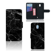 Nokia 1 Plus | Bookcase | Marmer Zwart - Origineel Cadeau Vader