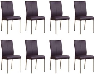 Set van 8 Paarse leren moderne eetkamerstoelen Comfort - Toledo Leer Aubergine (paars leer)