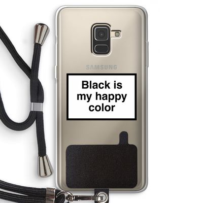 Black is my happy color: Samsung Galaxy A8 (2018) Transparant Hoesje met koord