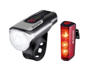 Sigma AURA 80 FL / Blaze Set Fietsverlichtingsset LED werkt op een accu Zwart