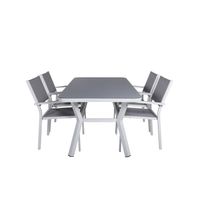 Virya tuinmeubelset tafel 90x160cm en 4 stoel Copacabana zwart, grijs, wit.