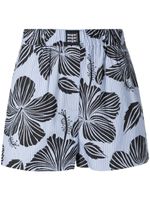 MSGM short rayé à fleurs - Bleu - thumbnail