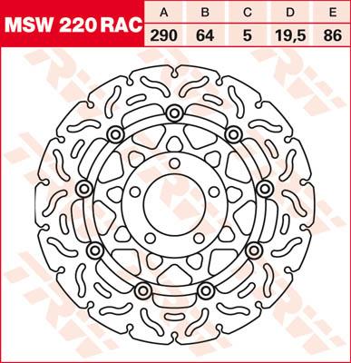 TRW Remschijf, remschijven voor de moto, MSW220RAC