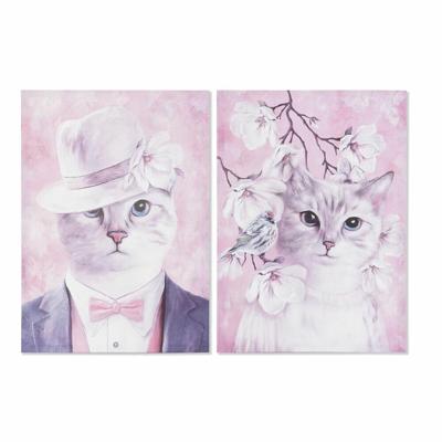 Schilderij DKD Home Decor Kat (50 x 1,8 x 70 cm) (2 Stuks)