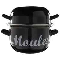 Cosy & Trendy Mosselpan/pot - emaille - zwart - Moules - D18 cm - 2,8 liter