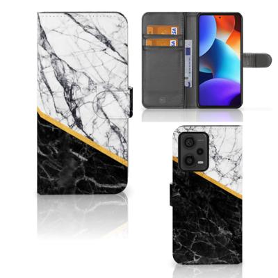 Xiaomi Redmi Note 12 Pro Plus | Bookcase | Marmer Wit Zwart - Origineel Cadeau Man Xiaomi Redmi Note 12 Pro Plus | Bookcase | Marmer Wit Zwart - Origineel Cadeau Man