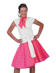 Rock and Roll rok met sjaaltje roze/groen