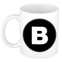 Koffie mok met de letter B - beker - zwart - eerste letter van een voornaam - wit - 300 ml