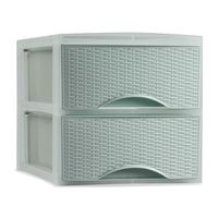 Thuis kantoor organizer ladeblok - 2 lades - 25 x 37 x 26 cm - opslag - Kunststof - Groen