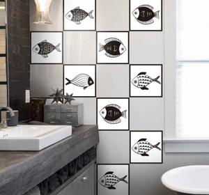 Badkamer sticker tegels vispatroon