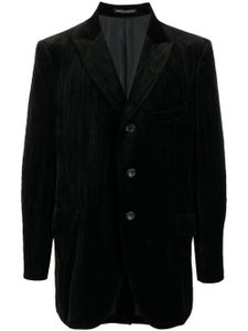 Yohji Yamamoto blazer en velours à simple boutonnage - Noir