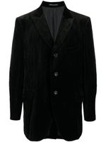 Yohji Yamamoto blazer en velours à simple boutonnage - Noir - thumbnail