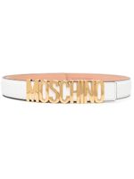 Moschino ceinture en cuir à plaque logo - Blanc