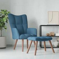 Relaxstoel met voetenbank fluweel blauw