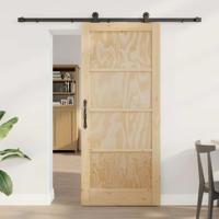 Schuifdeur met Bevestigingsset 86x198,5 cm Massief Hout Grenen